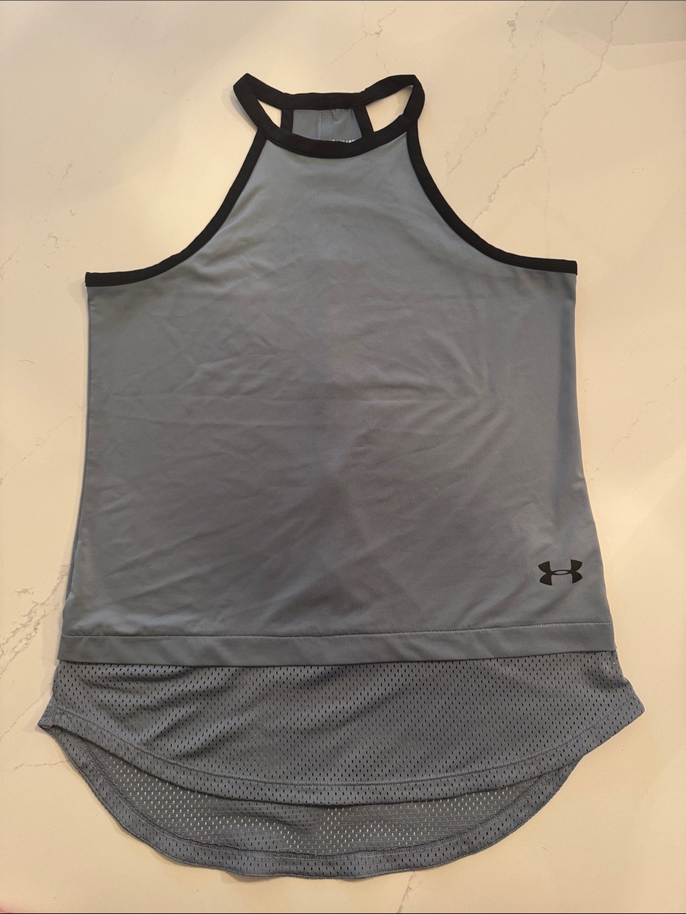 Under Armour Light Gray Racerback Athletic Tank with Black Trim